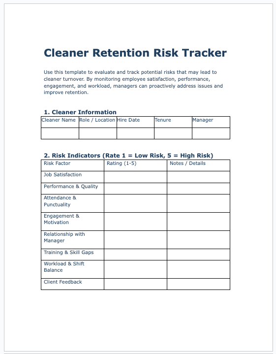 Cleaner Retention Templates: 10 Tools to Keep Your Cleaning Team ...